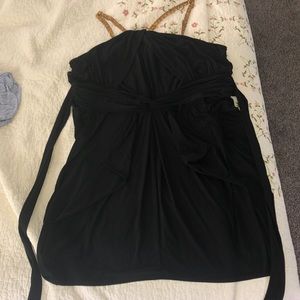 Black midi faux wrap dress